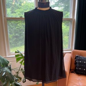 *PLUS SIZE* Black Woven Swiss Dot Blouse